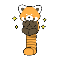 a cartoon drawing of a red panda with its paws folded