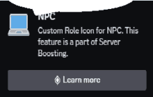 a npc custom role icon for npc is a part of server boosting