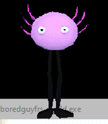 a computer generated image of a purple axolotl with a black background