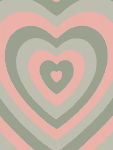 a pattern of pink and green hearts with a smaller heart in the middle