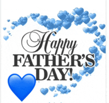 a father 's day card with blue hearts and a blue heart