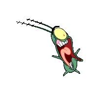 plankton from spongebob squarepants is screaming with his mouth wide open