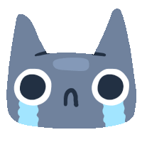 a cartoon drawing of a cat with tears running down its face