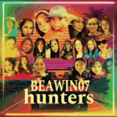 a colorful poster for beawinoy hunters shows a car driving down a road