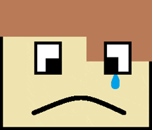 a pixel art drawing of a sad face with a tear coming out of its eye