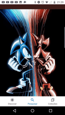 a screenshot of sonic the hedgehog and shadow the hedgehog on a phone screen