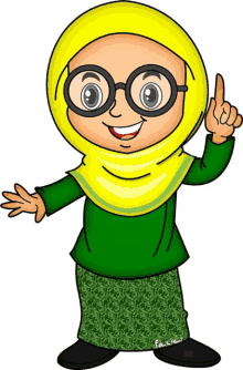 a cartoon of a girl wearing glasses and a yellow head scarf