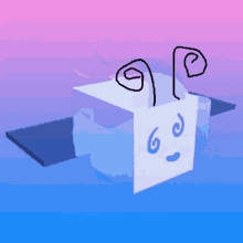 a drawing of a cube with a face and swirls on it