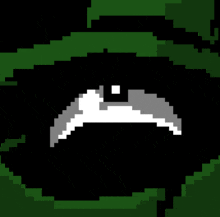 a pixel art of a shark 's mouth with a black background