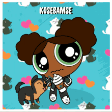 a cartoon of a girl with the name kosebamse on the bottom