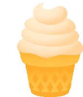 a yellow ice cream cone with whipped cream on top of it