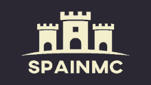 a logo for spainmc with a castle on top