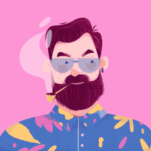 a man with a beard is smoking a pipe