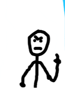 a stick figure is giving the middle finger and has an angry face on it .