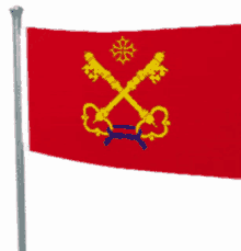 a red flag with two crossed keys and a star on it