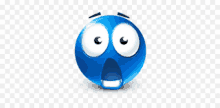 a blue smiley face with big eyes and a surprised look on its face