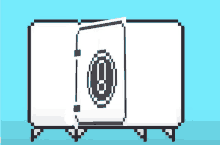 a pixel art illustration of a safe with an exclamation point inside