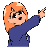 a cartoon of a girl pointing at something with her finger