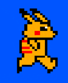 a pixel art of a deer with a red stripe on its chest