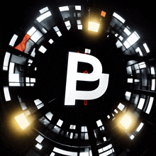 a white letter b is surrounded by a circle of lights