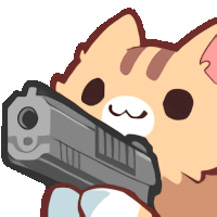 a cartoon cat is holding a gun in its paw