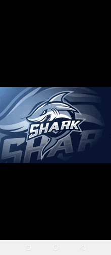 a logo for a shark team with a blue background