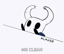 a drawing of a knight with horns and the words mr clean underneath it