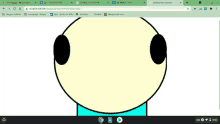 a computer screen shows a drawing of a face with big eyes