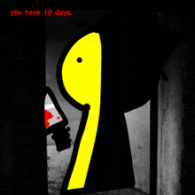 a drawing of a person holding a bloody knife with the words you have 10 days