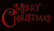 a merry christmas sign with a red swirl