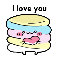 a cartoon of a stack of pancakes with a heart and the words " i love you " below it