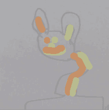 a drawing of a bunny with yellow and orange spots