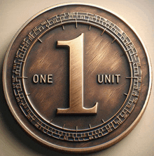 a bronze coin with the number 1 and the words one unit