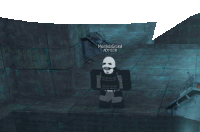 a video game character named meridagrand advisor is standing in a dark room