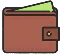 a brown wallet with a green piece of paper in it