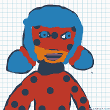 a child 's drawing of ladybug from miraculous ladybug with a blue head