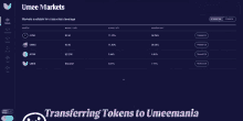 a screenshot of a web page that says transferring tokens to umemania