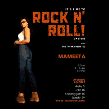 a poster that says it 's time to rock n ' roll with mameeta