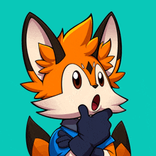 a cartoon of a fox with a surprised look on its face