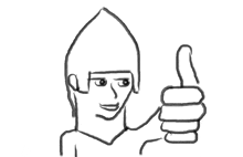 a drawing of a man giving a thumbs up sign