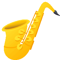 a cartoon illustration of a yellow saxophone with a white background