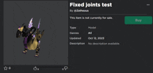 a screenshot of a fixed joints test by @zetheous