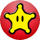 a yellow star with a crown on top of it is on a red circle .