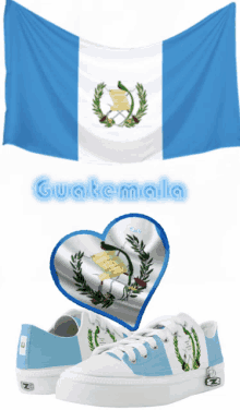 a pair of shoes with the flag of guatemala on the side