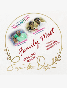 a save the date flyer for a family meet in diamond city