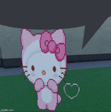 a pixel art hello kitty with a pink bow