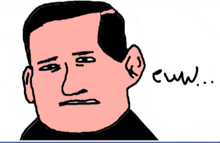 a drawing of a man 's face with the word " cuw " written below it