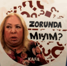 a sticker with a woman 's face and the word kafa on it