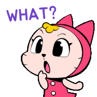 a cartoon cat with a surprised look on her face is asking what