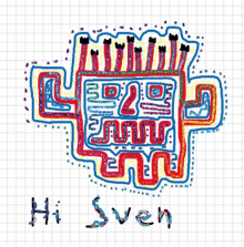 a colorful drawing with the name hi sven written below it